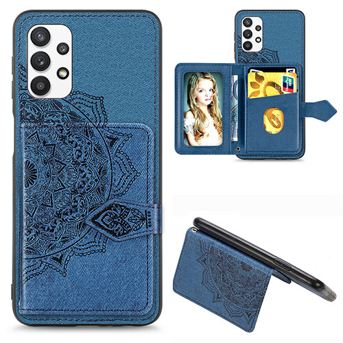 Ultra-thin Silicone Gel Soft Case Cover with Magnetic S06D for Samsung Galaxy A32 4G Blue