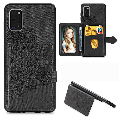 Ultra-thin Silicone Gel Soft Case Cover with Magnetic S06D for Samsung Galaxy A41 Black