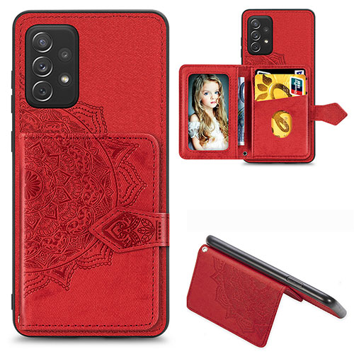 Ultra-thin Silicone Gel Soft Case Cover with Magnetic S06D for Samsung Galaxy A72 4G Red
