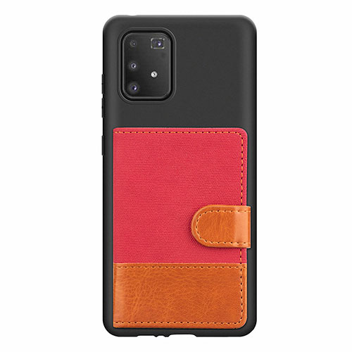 Ultra-thin Silicone Gel Soft Case Cover with Magnetic S06D for Samsung Galaxy A91 Red