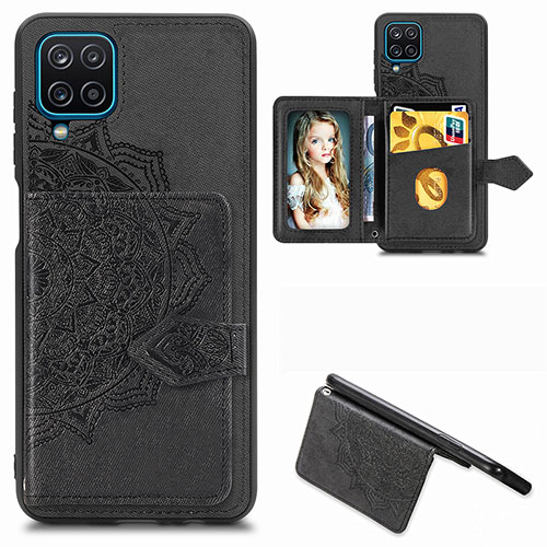 Ultra-thin Silicone Gel Soft Case Cover with Magnetic S06D for Samsung Galaxy F12 Black
