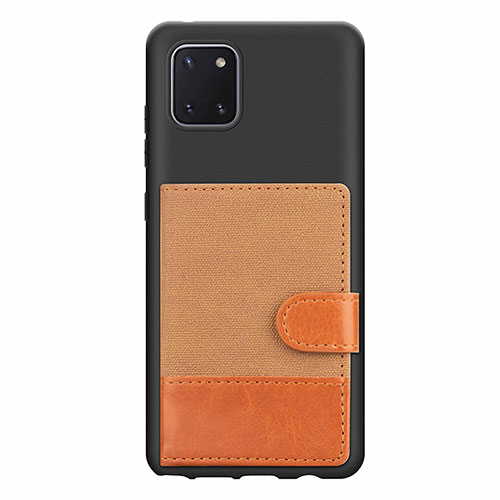 Ultra-thin Silicone Gel Soft Case Cover with Magnetic S06D for Samsung Galaxy Note 10 Lite Brown