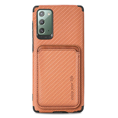 Ultra-thin Silicone Gel Soft Case Cover with Magnetic S06D for Samsung Galaxy Note 20 5G Brown