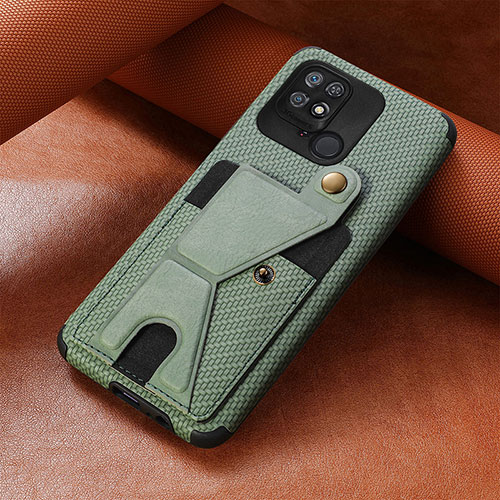 Ultra-thin Silicone Gel Soft Case Cover with Magnetic S06D for Xiaomi Redmi 10 India Green