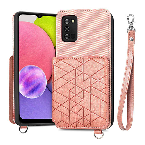 Ultra-thin Silicone Gel Soft Case Cover with Magnetic S07D for Samsung Galaxy A03s Pink