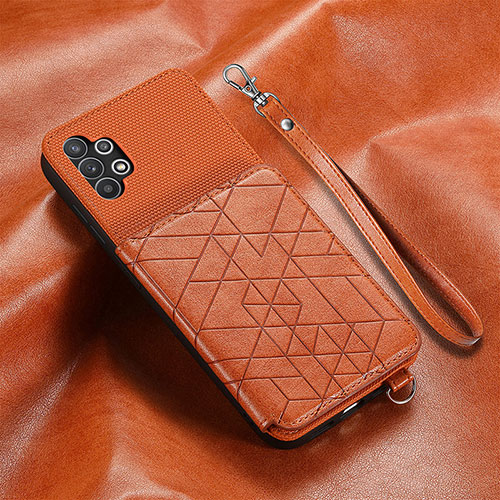 Ultra-thin Silicone Gel Soft Case Cover with Magnetic S07D for Samsung Galaxy A32 4G Brown