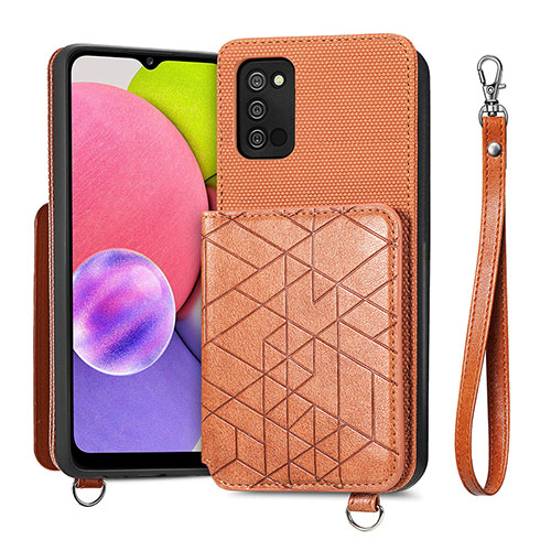 Ultra-thin Silicone Gel Soft Case Cover with Magnetic S07D for Samsung Galaxy F02S SM-E025F Brown