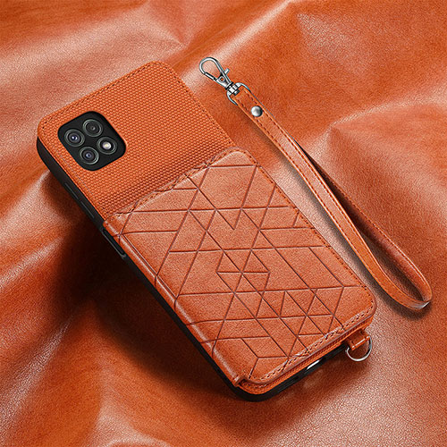 Ultra-thin Silicone Gel Soft Case Cover with Magnetic S07D for Samsung Galaxy F42 5G Brown