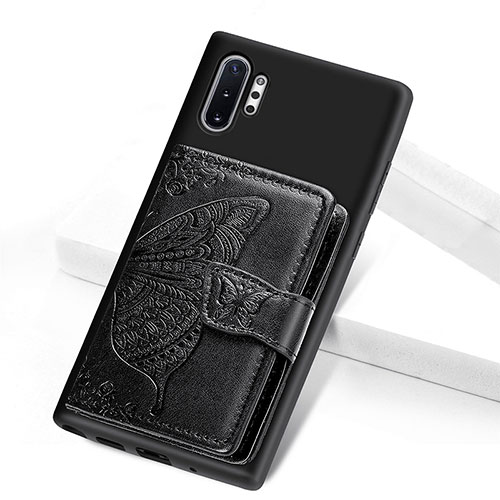 Ultra-thin Silicone Gel Soft Case Cover with Magnetic S07D for Samsung Galaxy Note 10 Plus 5G Black