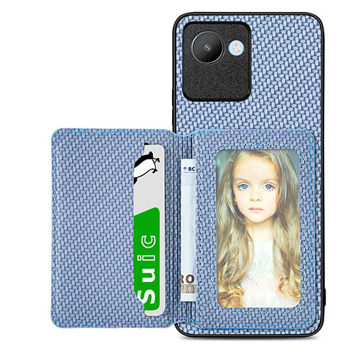 Ultra-thin Silicone Gel Soft Case Cover with Magnetic S08D for Realme C30s Blue