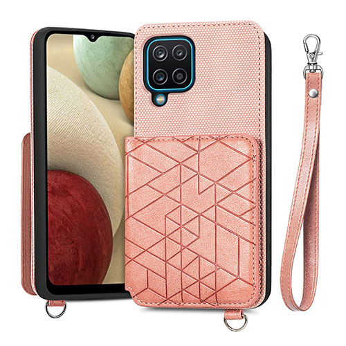 Ultra-thin Silicone Gel Soft Case Cover with Magnetic S08D for Samsung Galaxy A12 5G Pink