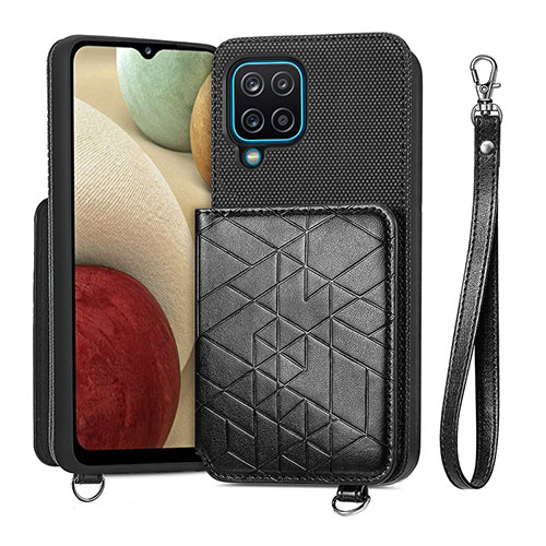 Ultra-thin Silicone Gel Soft Case Cover with Magnetic S08D for Samsung Galaxy A12 Black