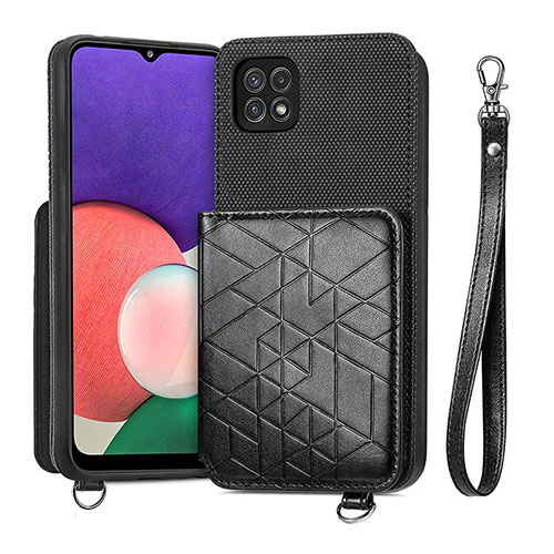 Ultra-thin Silicone Gel Soft Case Cover with Magnetic S08D for Samsung Galaxy A22 5G Black
