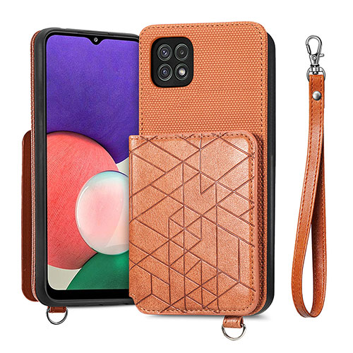 Ultra-thin Silicone Gel Soft Case Cover with Magnetic S08D for Samsung Galaxy A22s 5G Brown