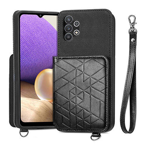 Ultra-thin Silicone Gel Soft Case Cover with Magnetic S08D for Samsung Galaxy A32 4G Black