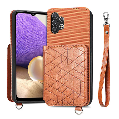Ultra-thin Silicone Gel Soft Case Cover with Magnetic S08D for Samsung Galaxy A32 5G Brown