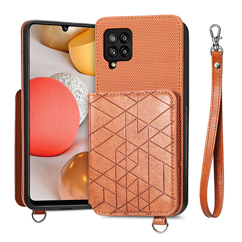 Ultra-thin Silicone Gel Soft Case Cover with Magnetic S08D for Samsung Galaxy A42 5G Brown