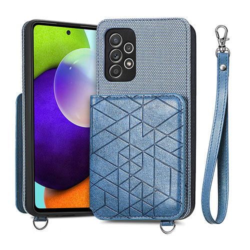 Ultra-thin Silicone Gel Soft Case Cover with Magnetic S08D for Samsung Galaxy A52 4G Blue