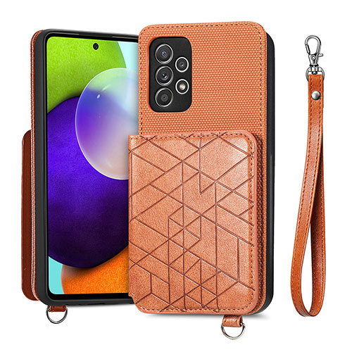 Ultra-thin Silicone Gel Soft Case Cover with Magnetic S08D for Samsung Galaxy A52s 5G Brown