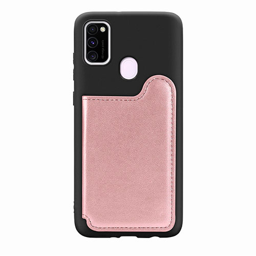 Ultra-thin Silicone Gel Soft Case Cover with Magnetic S08D for Samsung Galaxy M21 Rose Gold