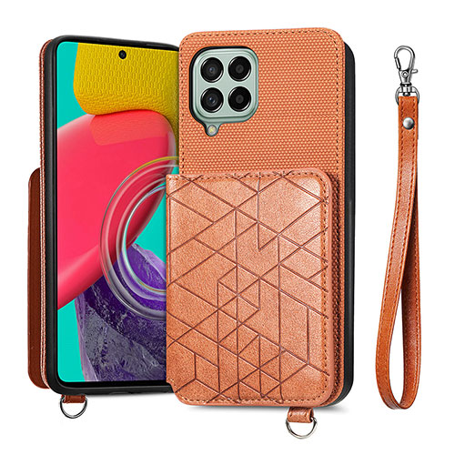 Ultra-thin Silicone Gel Soft Case Cover with Magnetic S08D for Samsung Galaxy M53 5G Brown