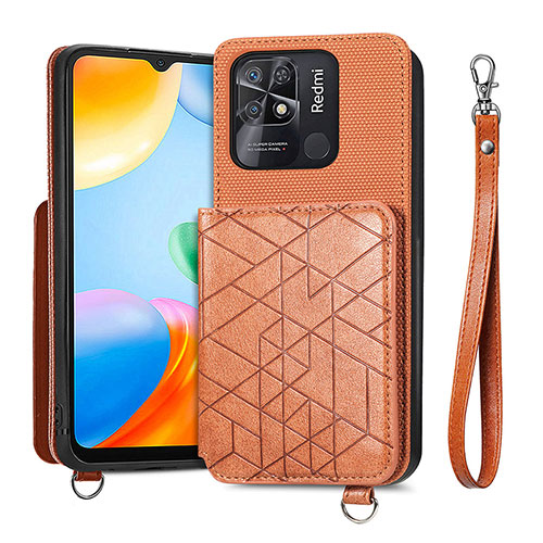 Ultra-thin Silicone Gel Soft Case Cover with Magnetic S08D for Xiaomi Redmi 10 India Brown