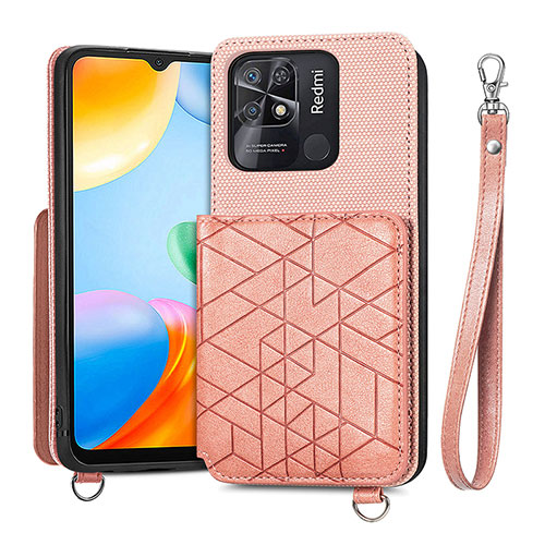 Ultra-thin Silicone Gel Soft Case Cover with Magnetic S08D for Xiaomi Redmi 10 India Pink