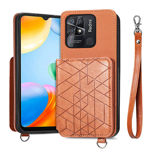 Ultra-thin Silicone Gel Soft Case Cover with Magnetic S08D for Xiaomi Redmi 10 Power Brown