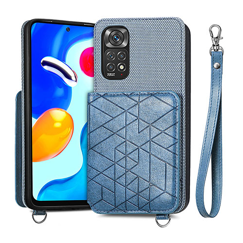 Ultra-thin Silicone Gel Soft Case Cover with Magnetic S08D for Xiaomi Redmi Note 11S 4G Blue