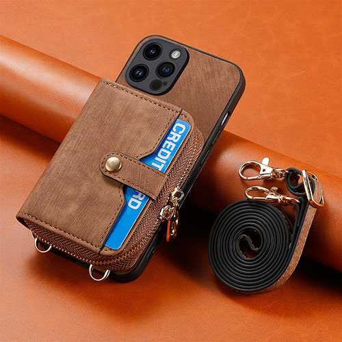 Ultra-thin Silicone Gel Soft Case Cover with Magnetic S09D for Apple iPhone 15 Pro Max Brown