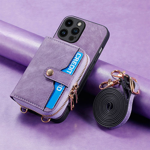 Ultra-thin Silicone Gel Soft Case Cover with Magnetic S09D for Apple iPhone 15 Pro Max Purple