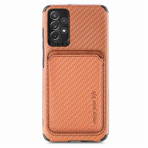 Ultra-thin Silicone Gel Soft Case Cover with Magnetic S09D for Samsung Galaxy A52s 5G Brown