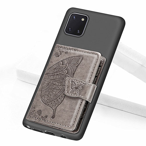 Ultra-thin Silicone Gel Soft Case Cover with Magnetic S09D for Samsung Galaxy Note 10 Lite Gray