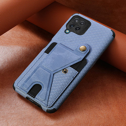 Ultra-thin Silicone Gel Soft Case Cover with Magnetic S10D for Samsung Galaxy A12 5G Blue