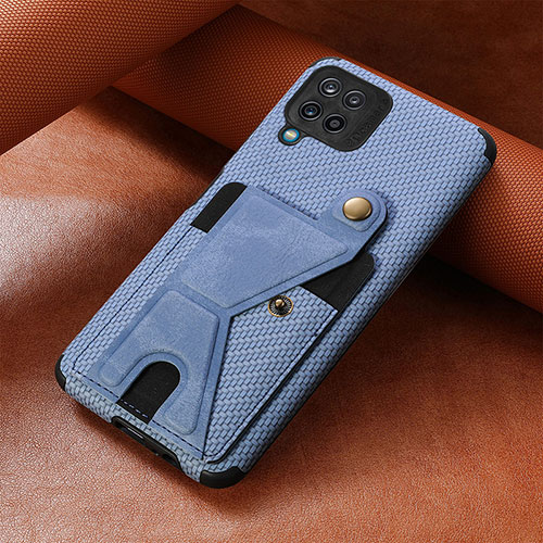 Ultra-thin Silicone Gel Soft Case Cover with Magnetic S10D for Samsung Galaxy M12 Blue