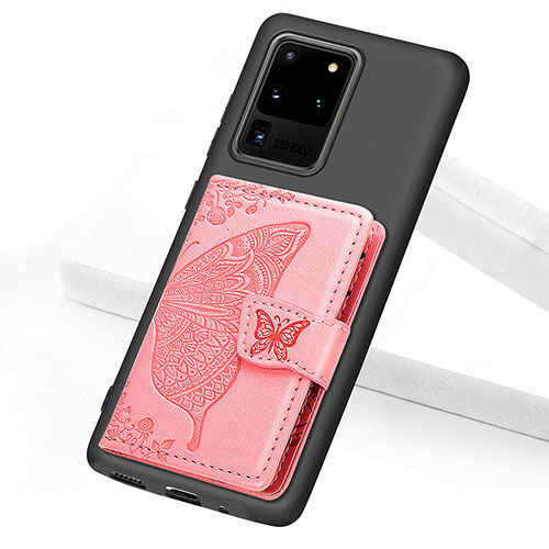 Ultra-thin Silicone Gel Soft Case Cover with Magnetic S11D for Samsung Galaxy S20 Ultra 5G Rose Gold