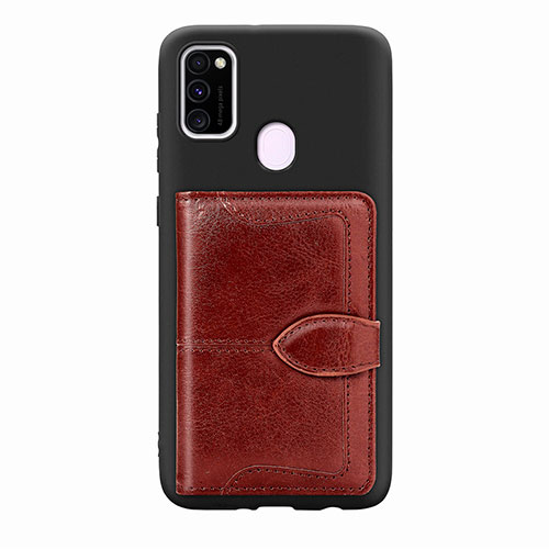 Ultra-thin Silicone Gel Soft Case Cover with Magnetic S12D for Samsung Galaxy M21 Brown