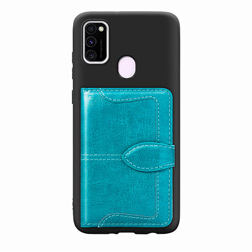 Ultra-thin Silicone Gel Soft Case Cover with Magnetic S12D for Samsung Galaxy M30s Cyan