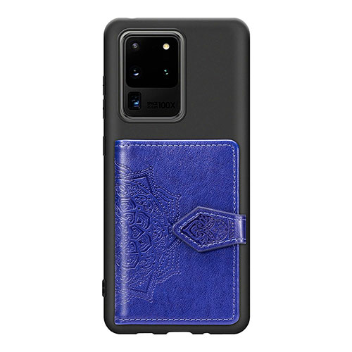 Ultra-thin Silicone Gel Soft Case Cover with Magnetic S13D for Samsung Galaxy S20 Ultra 5G Blue