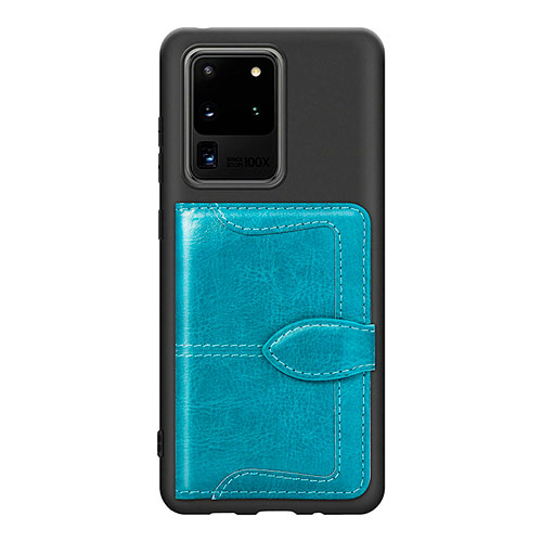 Ultra-thin Silicone Gel Soft Case Cover with Magnetic S14D for Samsung Galaxy S20 Ultra Cyan