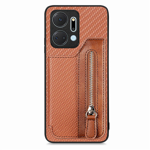 Ultra-thin Silicone Gel Soft Case Cover with Magnetic S6D for Huawei Honor X7a Brown