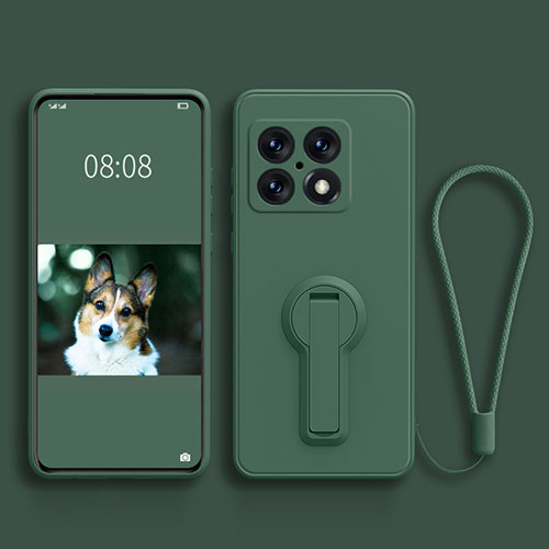 Ultra-thin Silicone Gel Soft Case Cover with Stand for OnePlus 10 Pro 5G Midnight Green