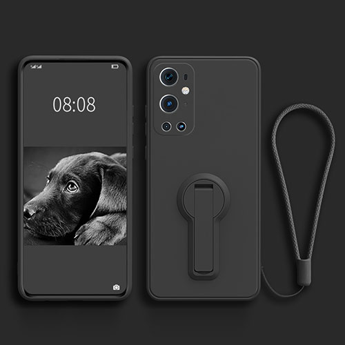 Ultra-thin Silicone Gel Soft Case Cover with Stand for OnePlus 9 Pro 5G Black