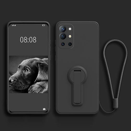 Ultra-thin Silicone Gel Soft Case Cover with Stand for OnePlus 9R 5G Black