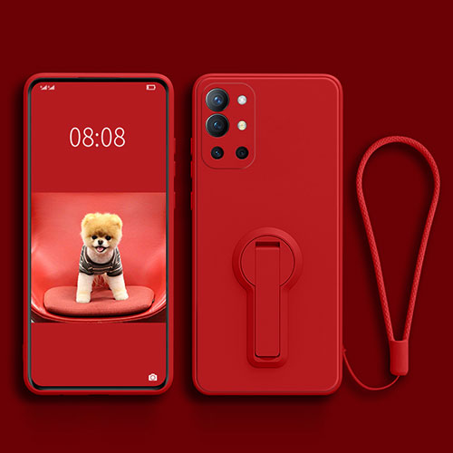 Ultra-thin Silicone Gel Soft Case Cover with Stand for OnePlus 9R 5G Red