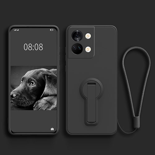 Ultra-thin Silicone Gel Soft Case Cover with Stand for OnePlus Ace 2V 5G Black