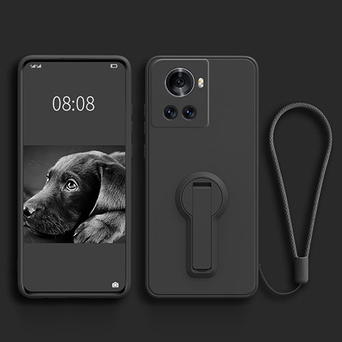 Ultra-thin Silicone Gel Soft Case Cover with Stand for OnePlus Ace 5G Black