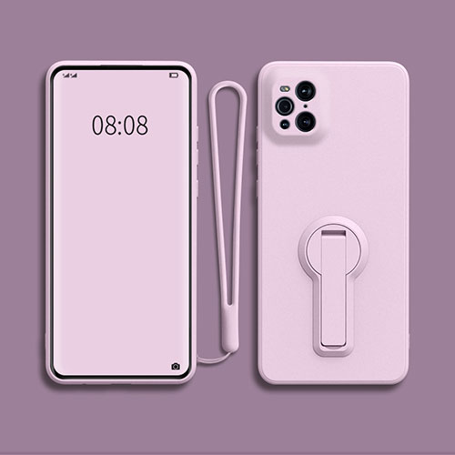 Ultra-thin Silicone Gel Soft Case Cover with Stand for Oppo Find X3 5G Clove Purple