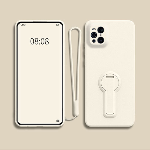 Ultra-thin Silicone Gel Soft Case Cover with Stand for Oppo Find X3 5G White
