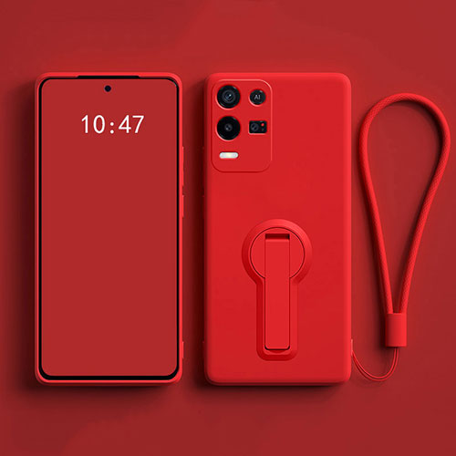 Ultra-thin Silicone Gel Soft Case Cover with Stand for Oppo K9X 5G Red